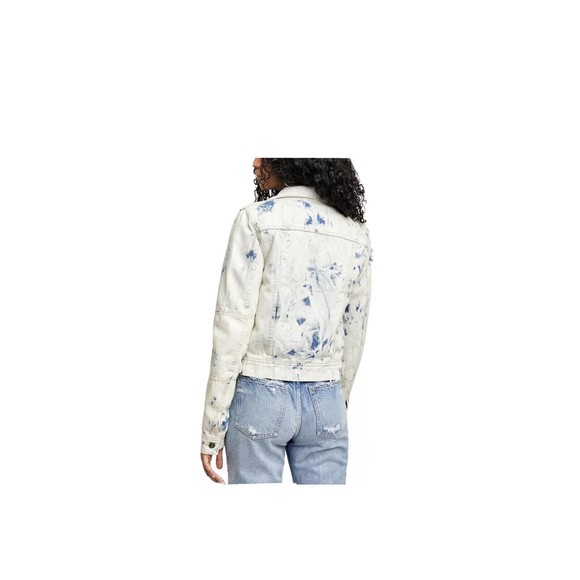 NWT Free People Rumors Jones Tie Dye Blue Denim Jean Jacket Size Medium NWT - Picture 10 of 12